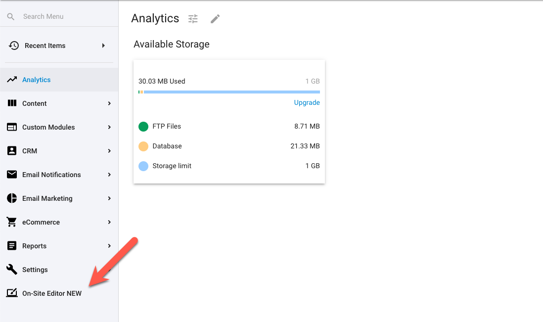 OSE Link in Main Admin Navigation