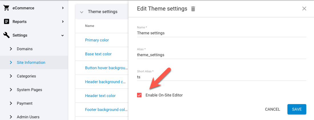 Enable On-Site Editor for Site Globals Group