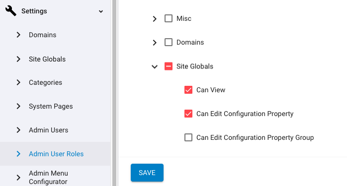 Site Globals OSE Pro Admin User Roles Permissions